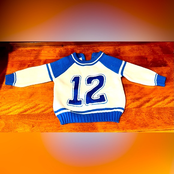 Vintage Football Sweater Number 12  Size 6 - 9 Month Old Baby - Picture 3 of 6